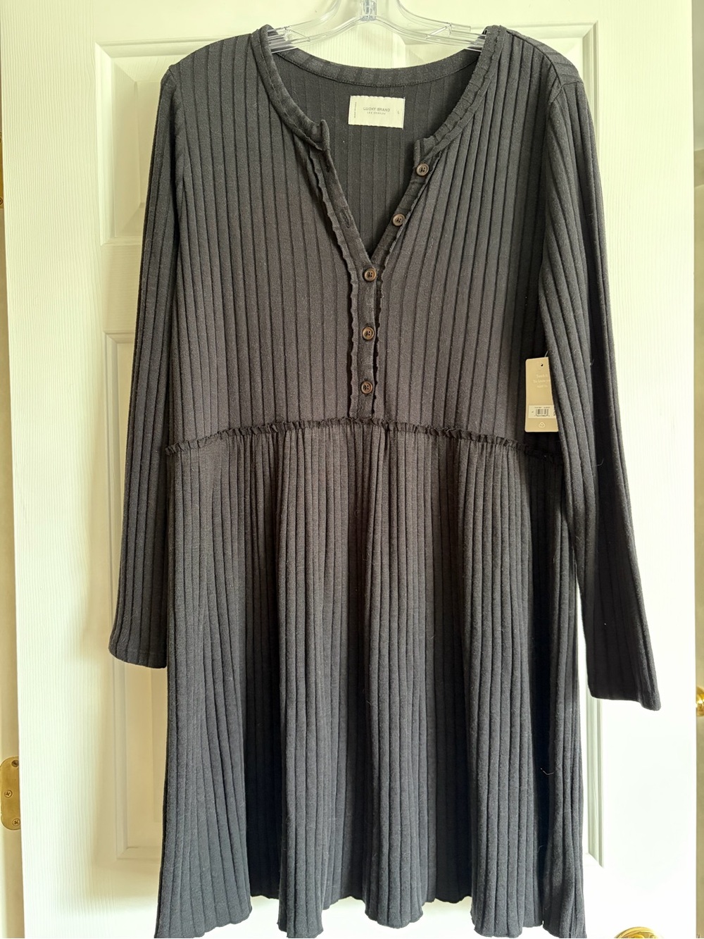 Lucky Brand Ribbed Knit Mini Dress in Charcoal